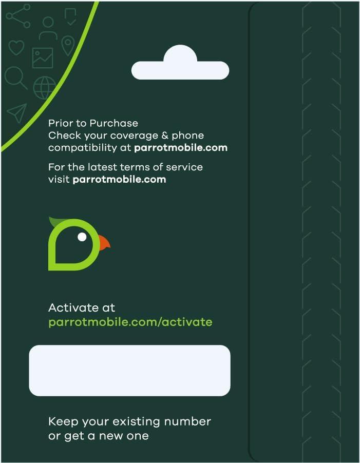 Packaging Back of the Parrot Mobile SIM Card Kit
